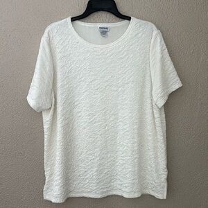 Women’s Bon Worth Crinkle Stretch Short Sleeve Top, XLP, Off White